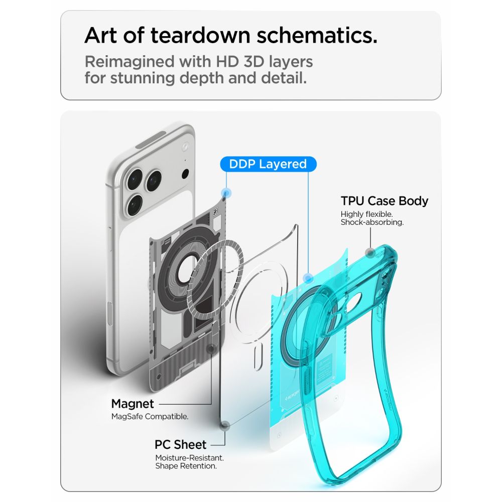 Capa Hard Case Spigen Ultra Hybrid C-One com MagSafe para Apple iPhone 18 Pro / 17 Pro / Bondi Blue ACS11985_8