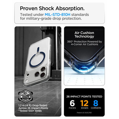 Capa Hard Case Spigen Ultra Hybrid com MagSafe para Apple iPhone 18 Pro / 17 Pro / Transparente Azul Escuro ACS12158_10