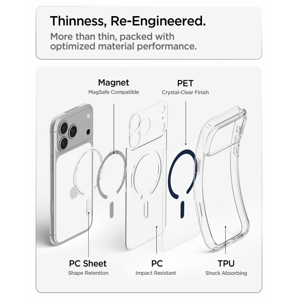Capa Hard Case Spigen Ultra Hybrid com MagSafe para Apple iPhone 18 Pro / 17 Pro / Transparente Azul Escuro ACS12158_7
