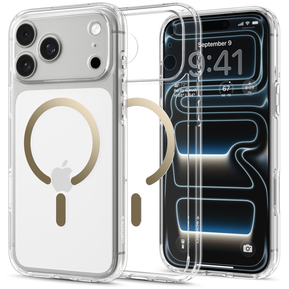 Hard Case Spigen Ultra Hybrid with MagSafe for Apple iPhone 18 Pro / 17 Pro, Clear Gold ACS12157_0