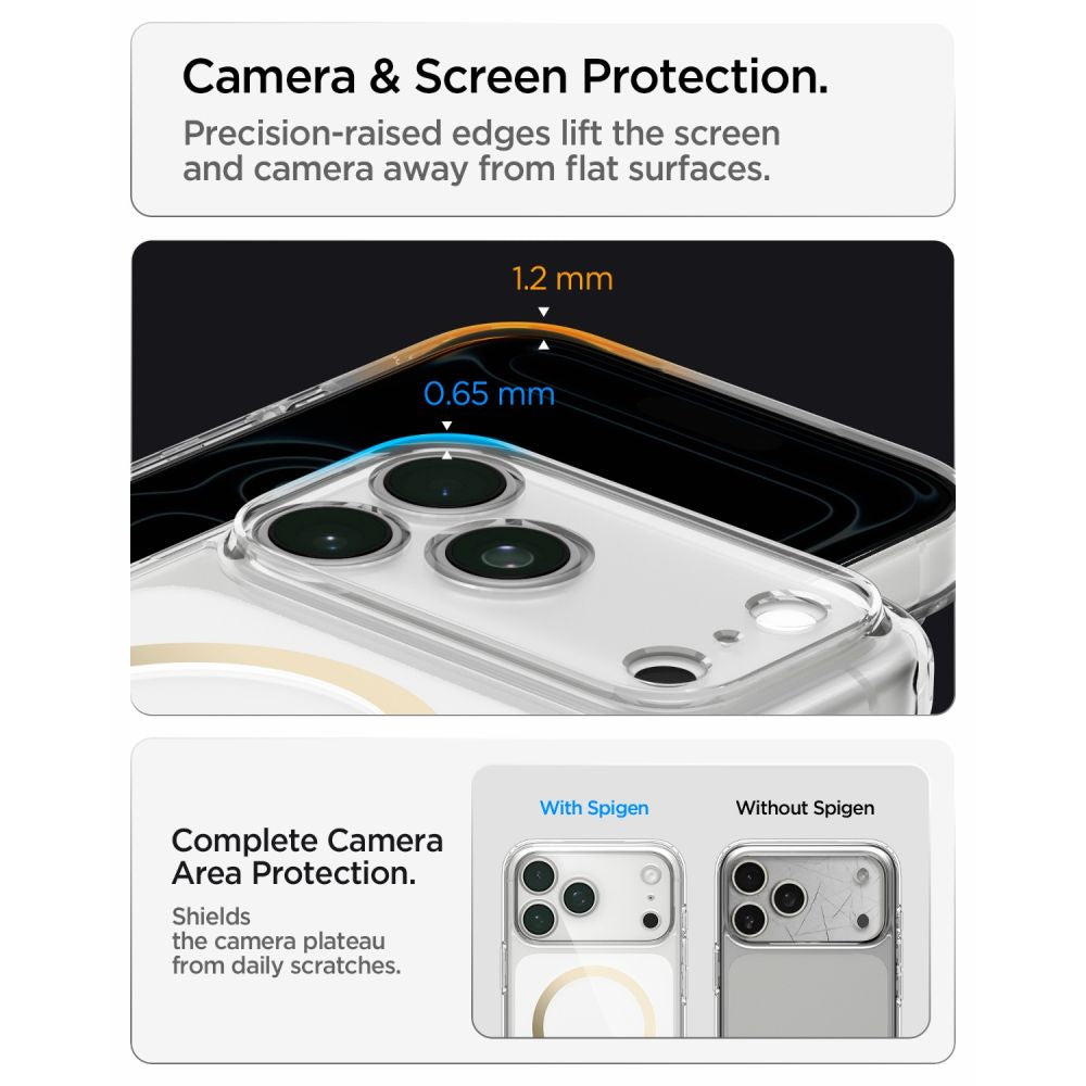 Hard Case Spigen Ultra Hybrid with MagSafe for Apple iPhone 18 Pro / 17 Pro, Clear Gold ACS12157_11
