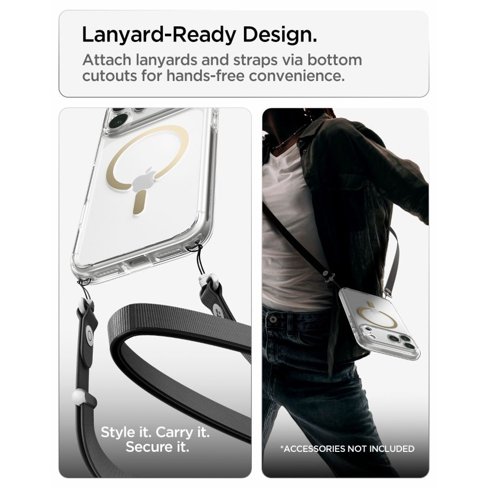 Hard Case Spigen Ultra Hybrid with MagSafe for Apple iPhone 18 Pro / 17 Pro, Clear Gold ACS12157_12