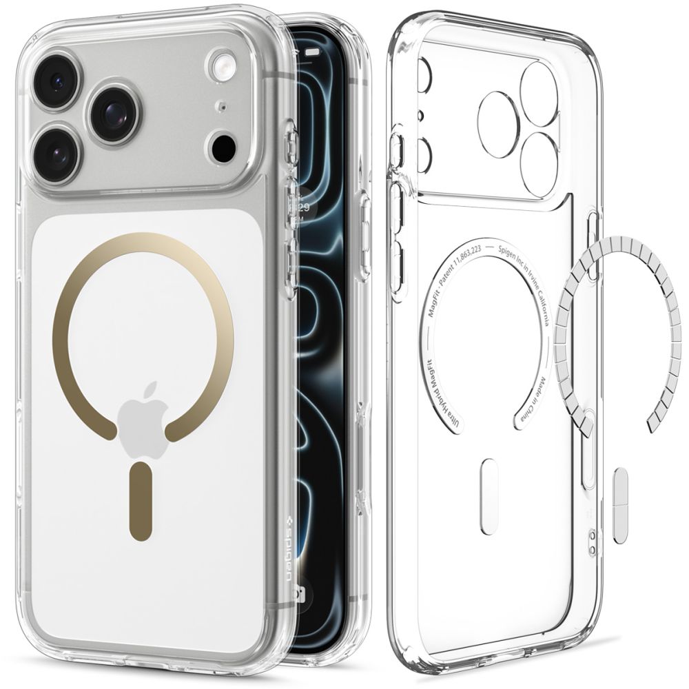 Hard Case Spigen Ultra Hybrid with MagSafe for Apple iPhone 18 Pro / 17 Pro, Clear Gold ACS12157_1