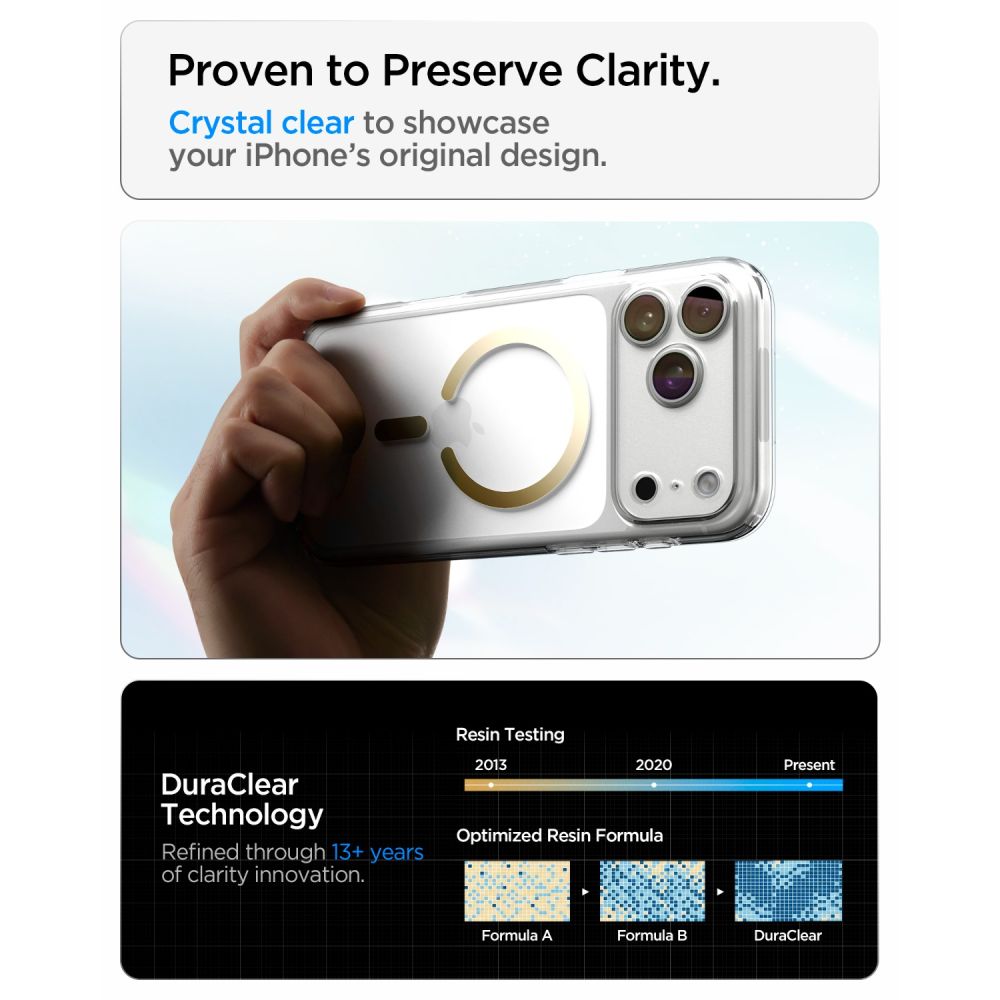 Hard Case Spigen Ultra Hybrid with MagSafe for Apple iPhone 18 Pro / 17 Pro, Clear Gold ACS12157_6