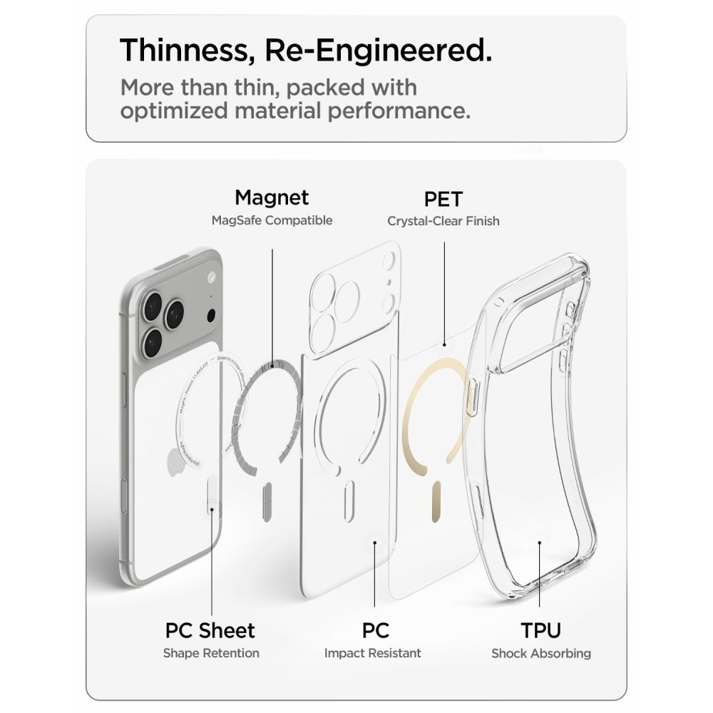 Hard Case Spigen Ultra Hybrid with MagSafe for Apple iPhone 18 Pro / 17 Pro, Clear Gold ACS12157_7