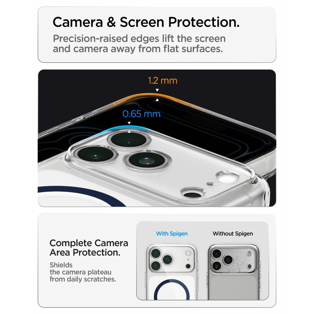Hard Case Spigen Ultra Hybrid with MagSafe for Apple iPhone 18 Pro Max / 17 Pro Max, Clear Deep Blue ACS12121_11