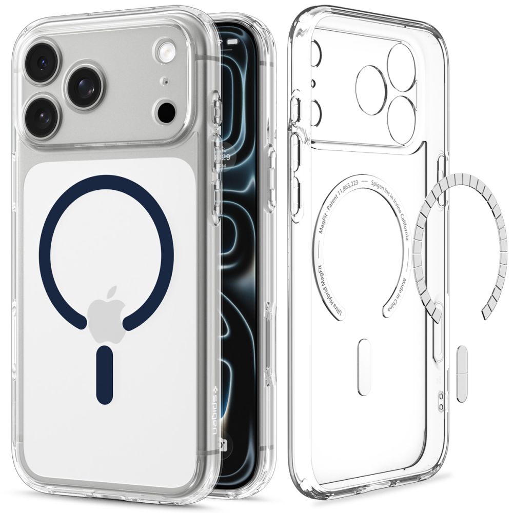 Hard Case Spigen Ultra Hybrid with MagSafe for Apple iPhone 18 Pro Max / 17 Pro Max, Clear Deep Blue ACS12121_1