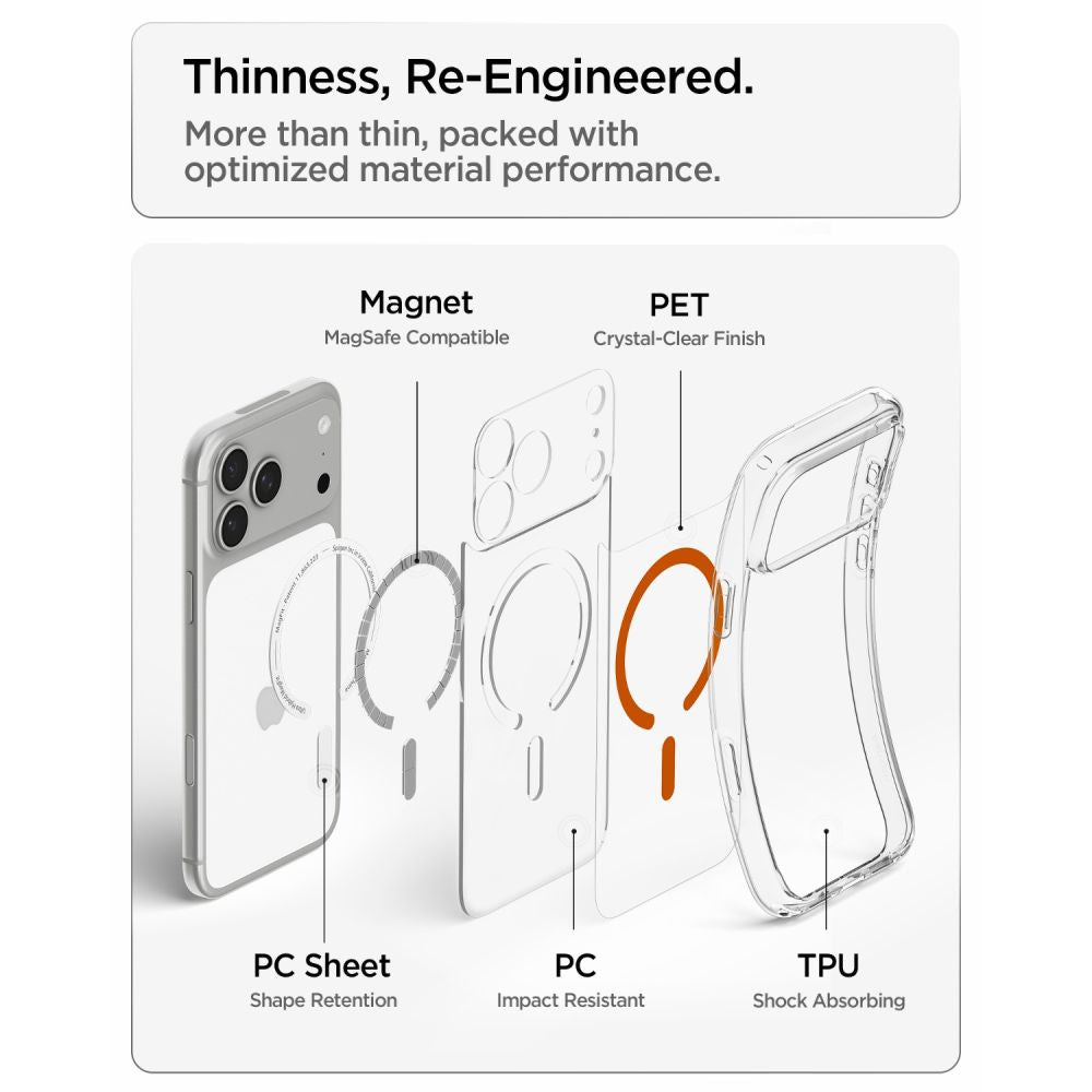 Hard Case Spigen Ultra Hybrid with MagSafe for Apple iPhone 18 Pro Max / 17 Pro Max, Clear Orange ACS12122_6