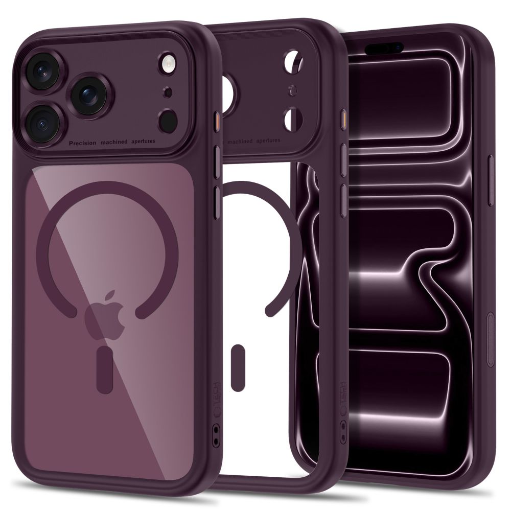 Tech-Protect MagPeak MagSafe CC Case for iPhone 18 Pro Max / 17 Pro Max - Clear Burgundy_0