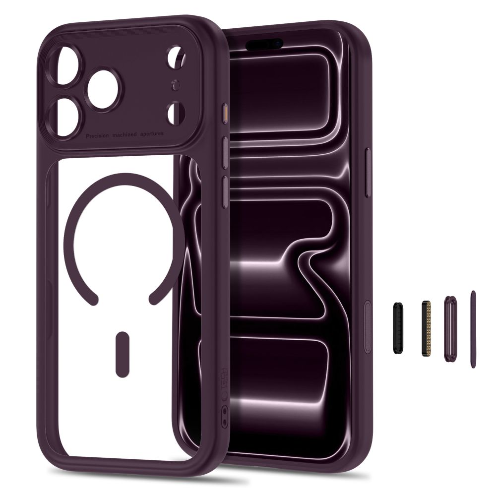 Tech-Protect MagPeak MagSafe CC Case for iPhone 18 Pro Max / 17 Pro Max - Clear Burgundy_1