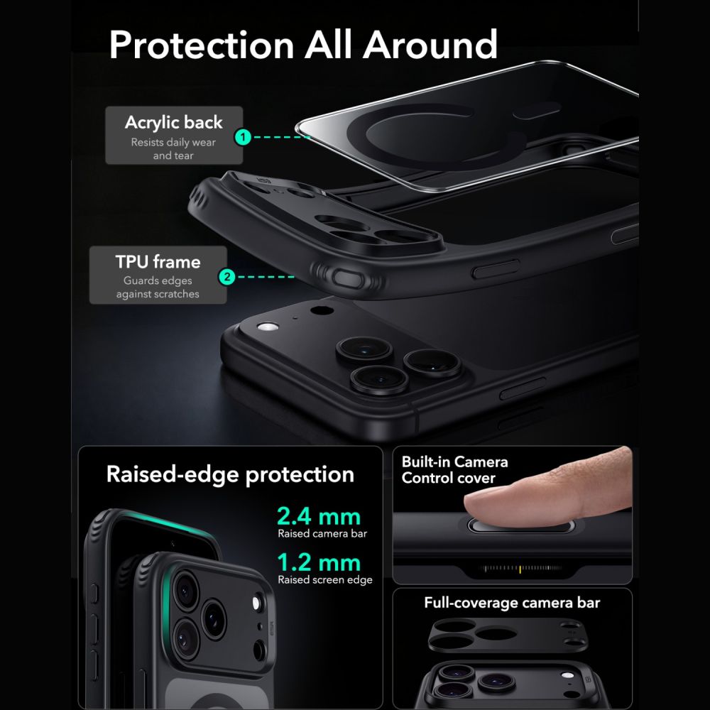 ESR Classic Hybrid MagSafe Case for iPhone 18 Pro / 17 Pro - Clear Black_3