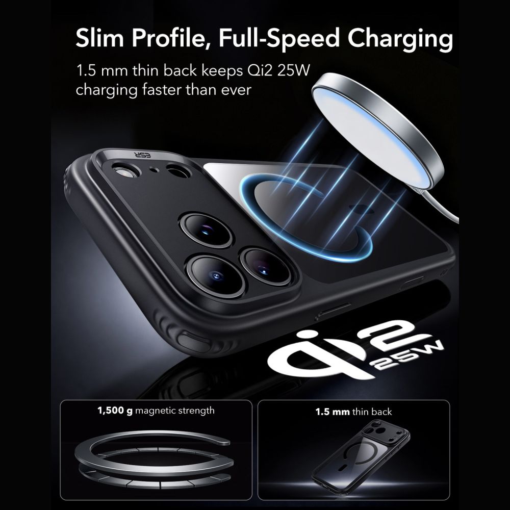 ESR Classic Hybrid MagSafe Case for iPhone 18 Pro / 17 Pro - Clear Black_4