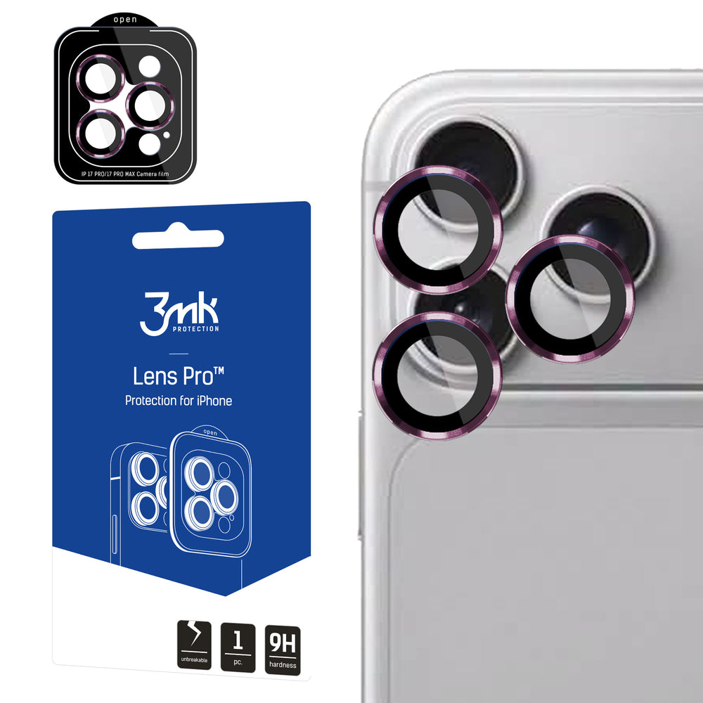 3mk Lens Protection Pro Black Tempered Glass for iPhone 18 Pro / 18 Pro Max - Burgundy_0
