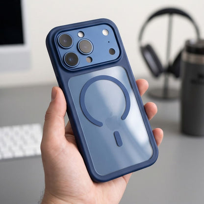 Tech-Protect MagOne MagSafe CC Case + Tempered Glass 2-Pack for iPhone 18 Pro Max / 17 Pro Max - Clear Navy Blue_9