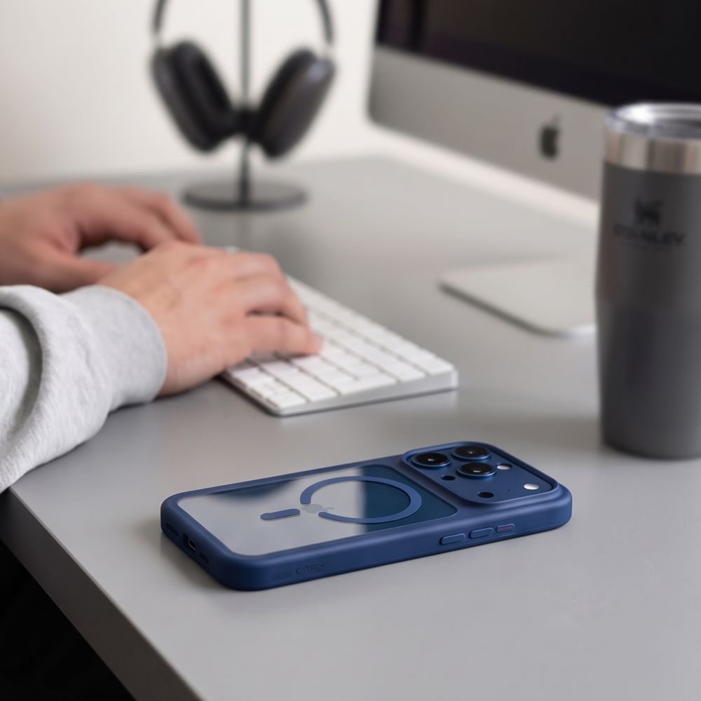 Tech-Protect MagOne MagSafe CC Case + Tempered Glass 2-Pack for iPhone 18 Pro Max / 17 Pro Max - Clear Navy Blue_10