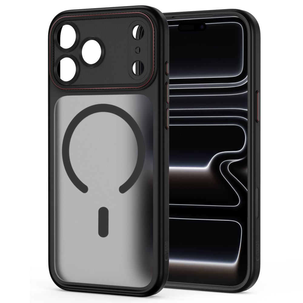Tech-Protect MagCam MagSafe Case for iPhone 18 Pro Max / 17 Pro Max - Matte Black and Red_1