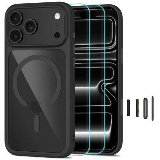 Tech-Protect MagOne CC MagSafe Case + Tempered Glass 2-Pack for iPhone 18 Pro / 17 Pro - Clear Black_0