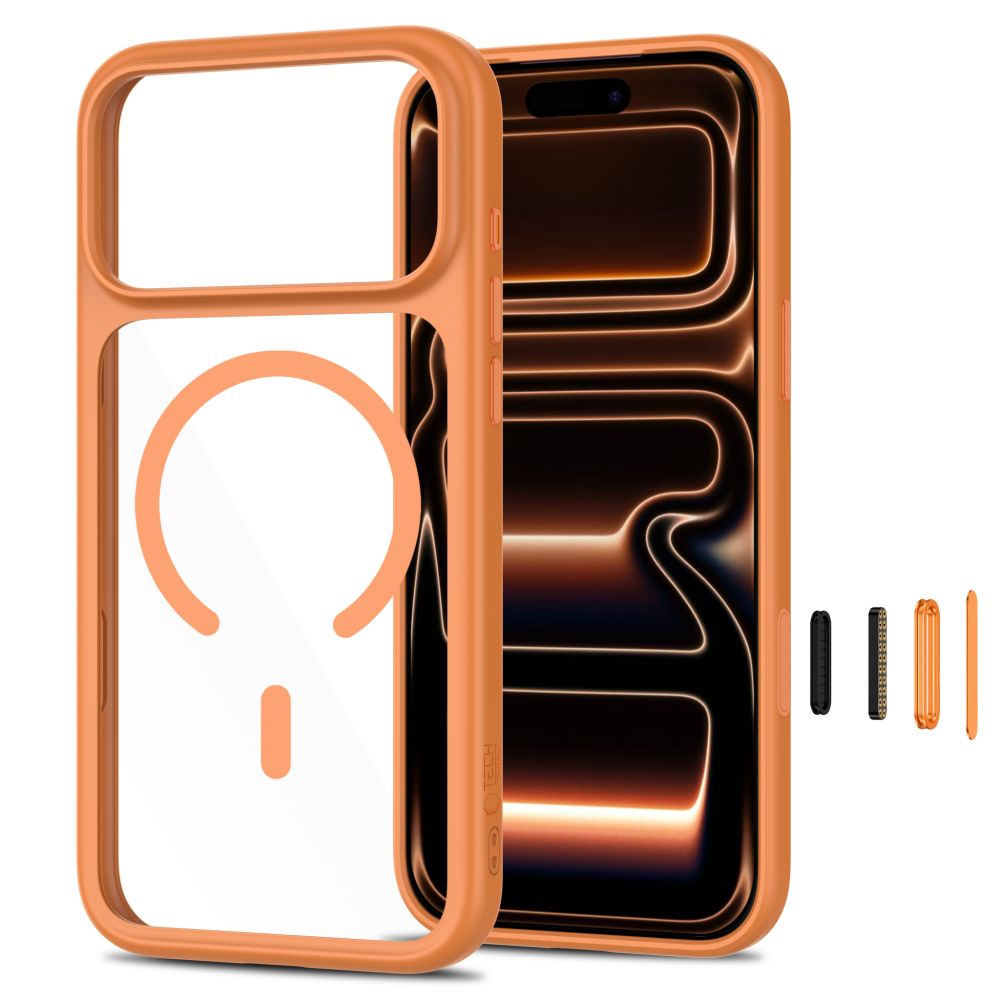 Tech-Protect MagOne CC MagSafe + Tempered Glass 2-Pack Case for iPhone 18 Pro / 17 Pro - Transparent Orange_1