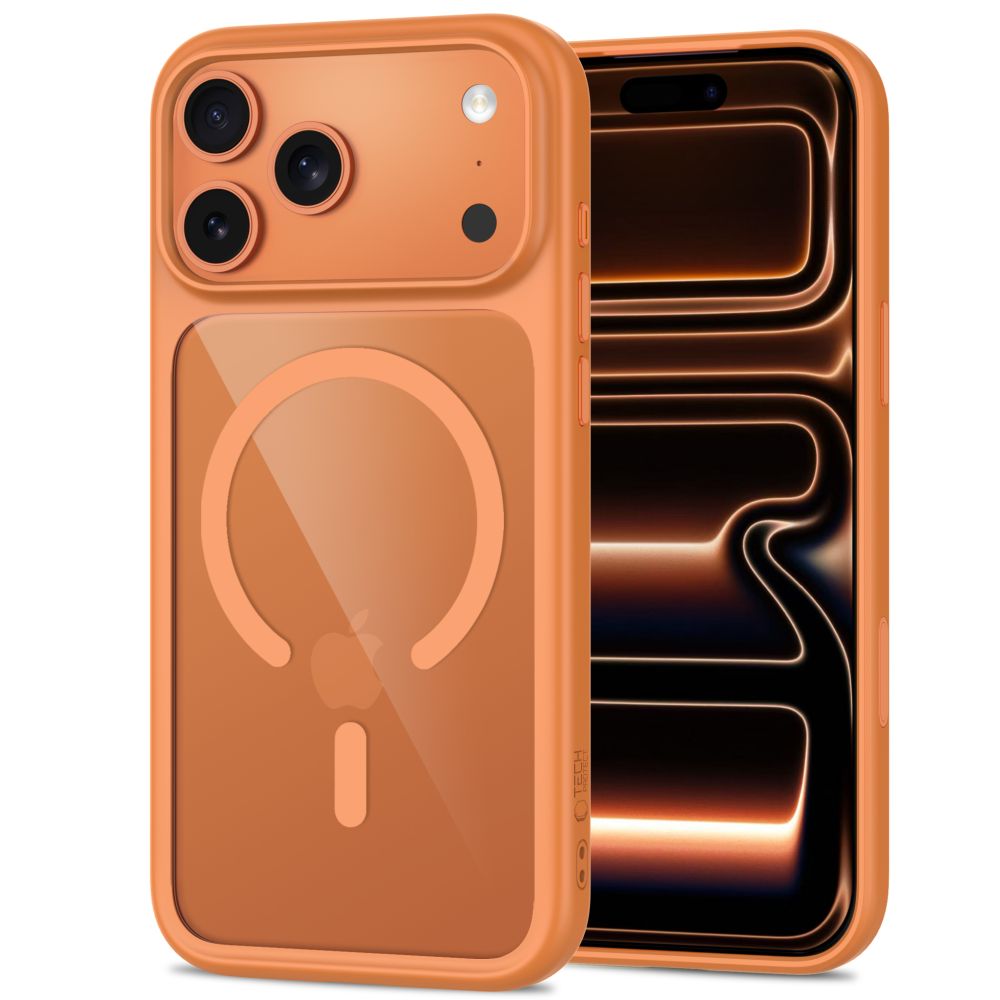 Tech-Protect MagOne CC MagSafe + Tempered Glass 2-Pack Case for iPhone 18 Pro / 17 Pro - Transparent Orange_2