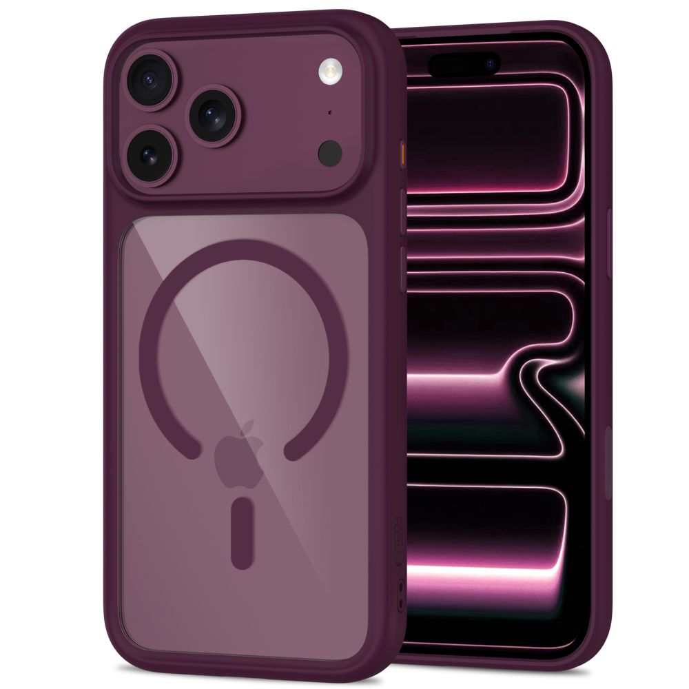 Tech-Protect MagOne CC MagSafe Case + Tempered Glass 2-Pack for iPhone 18 Pro / 17 Pro - Clear Burgundy_2