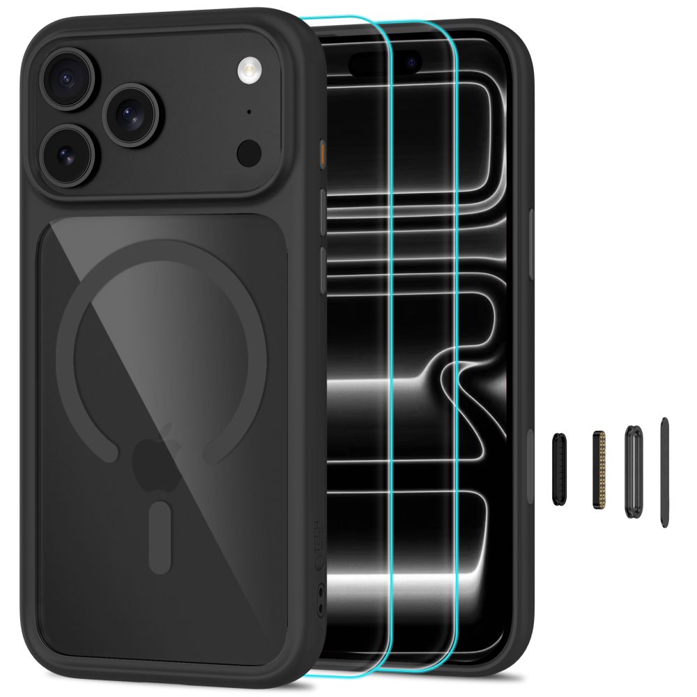 Tech-Protect MagOne CC MagSafe Case + Tempered Glass 2-Pack for iPhone 18 Pro Max / 17 Pro Max - Clear Black_0