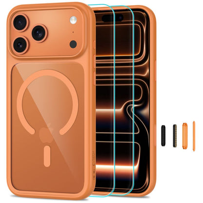 Tech-Protect MagOne CC MagSafe Case + Tempered Glass 2-Pack for iPhone 18 Pro Max / 17 Pro Max - Transparent Orange_0
