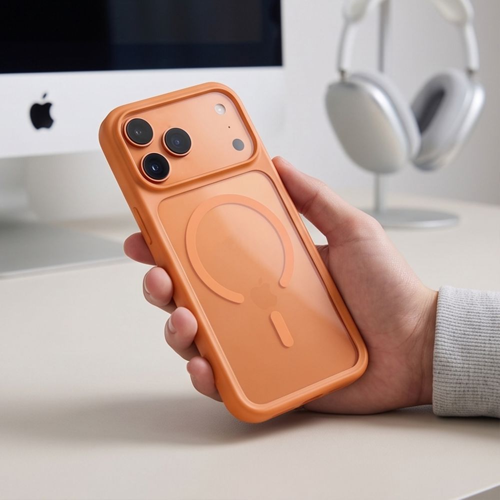 Tech-Protect MagOne CC MagSafe Case + Tempered Glass 2-Pack for iPhone 18 Pro Max / 17 Pro Max - Transparent Orange_9