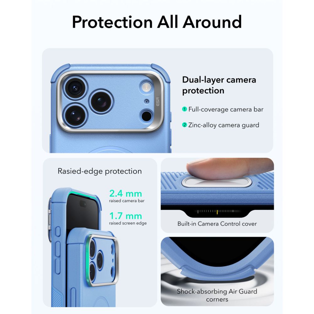 ESR Cyber ​​Tough Kickstand MagSafe Case for iPhone 18 Pro Max / 17 Pro Max - Light Blue_4