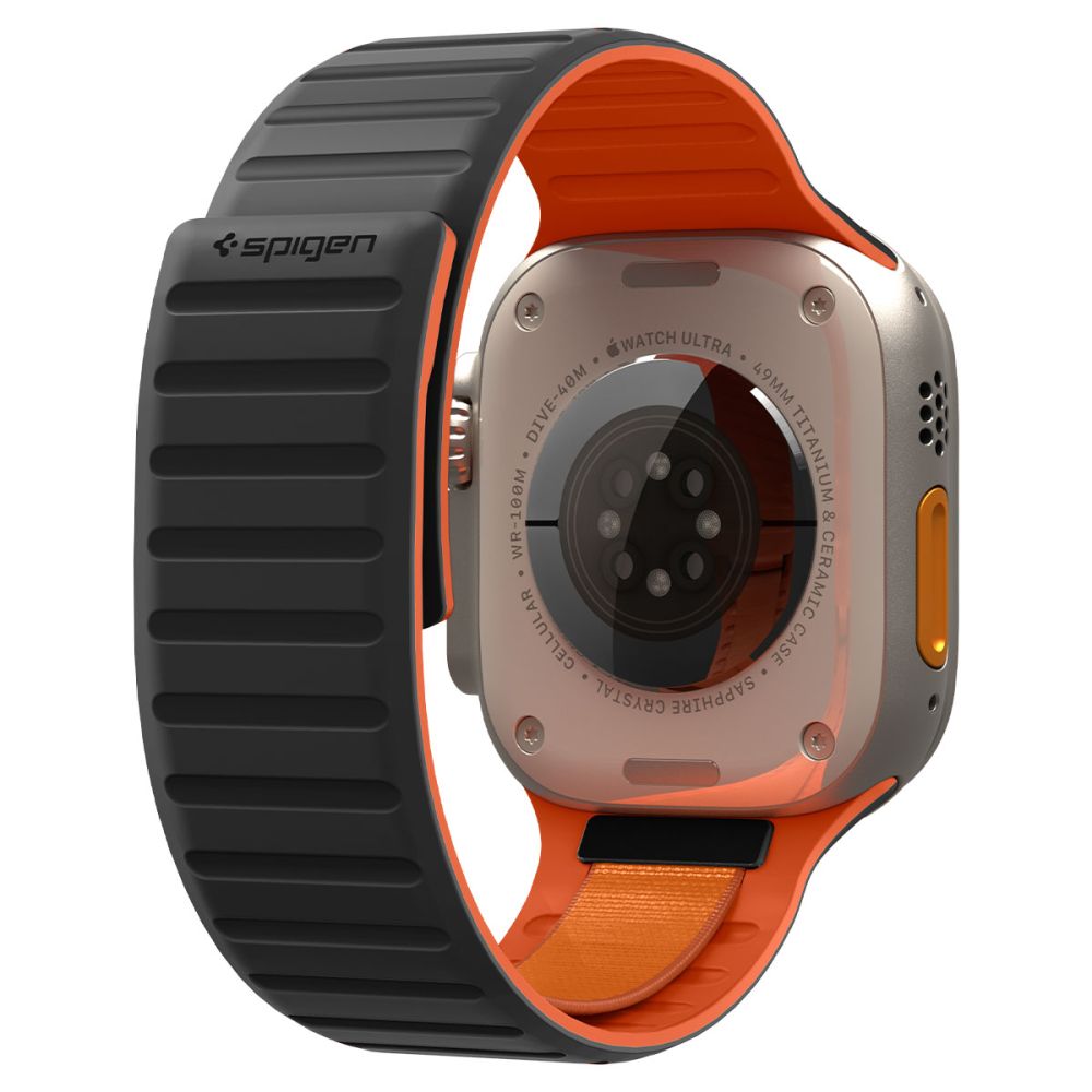Spigen Athlex Air M Strap for Apple Watch 44/45/46/49 mm - Black and Orange_2