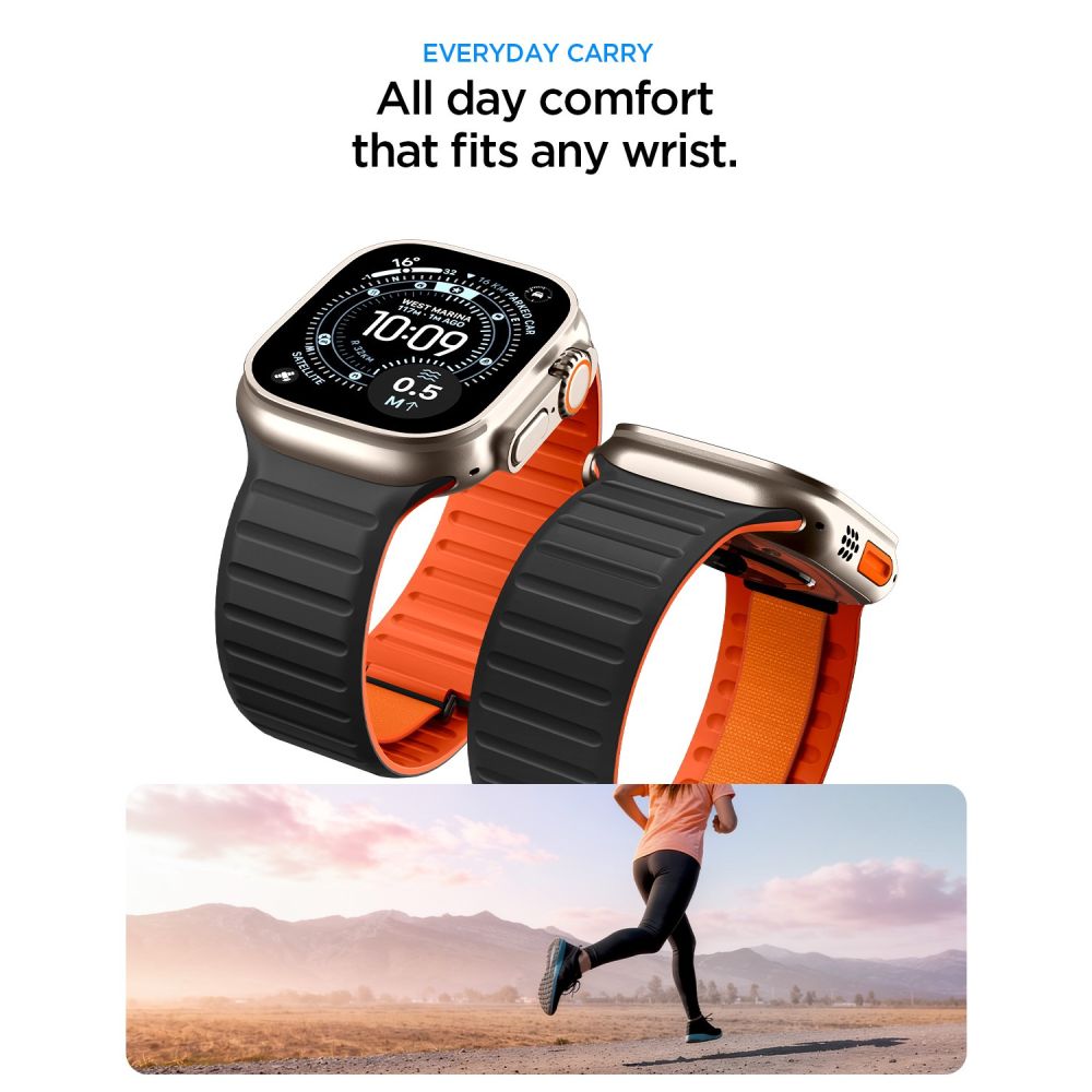 Spigen Athlex Air M Strap for Apple Watch 44/45/46/49 mm - Black and Orange_5