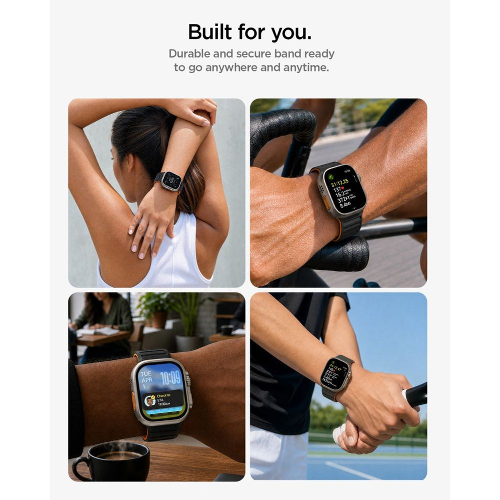 Spigen Athlex Air M Strap for Apple Watch 44/45/46/49 mm - Black and Orange_7