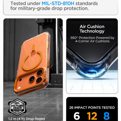 Hard Case Spigen Ultra Hybrid Optik S com MagSafe para Apple iPhone 18 Pro / 17 Pro / Laranja Transparente / ACS11923_9