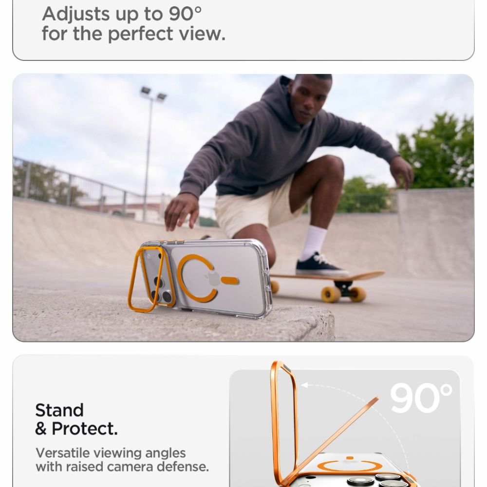 Hard Case Spigen Ultra Hybrid Optik S com MagSafe para Apple iPhone 18 Pro / 17 Pro / Laranja Transparente / ACS11923_5