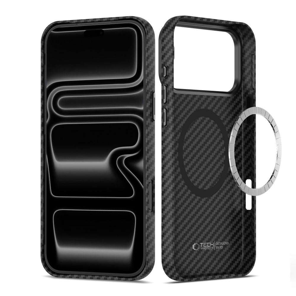 Tech-Protect Ion Carbon MagSafe Case for iPhone 18 Pro Max / 17 Pro Max - Black and Silver_1
