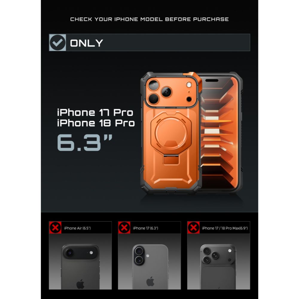 Supcase UB Grip Mag MagSafe Case for iPhone 18 Pro / 17 Pro - Orange_3
