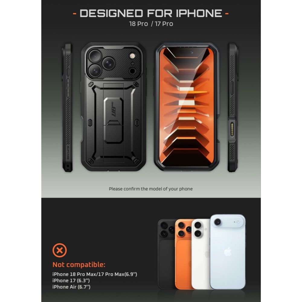 Supcase Unicorn Beetle Pro Case for iPhone 18 Pro / 17 Pro - Black_5