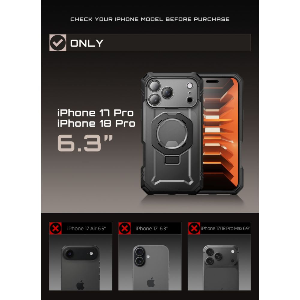 Supcase Grip Pro Mag MagSafe Case for iPhone 18 Pro / 17 Pro - Black_5