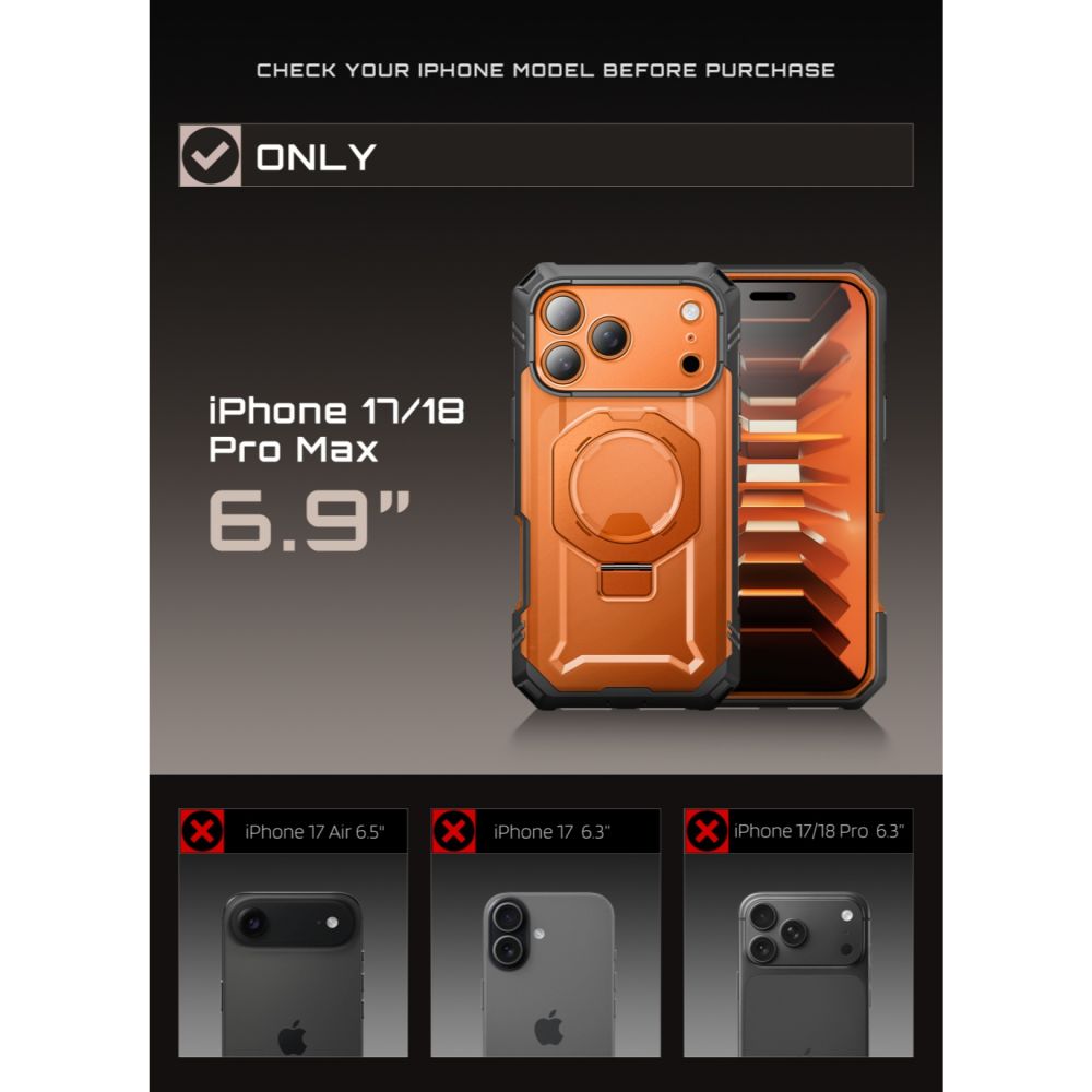 Supcase Grip Pro Mag MagSafe Case for iPhone 18 Pro Max / 17 Pro Max - Orange_6