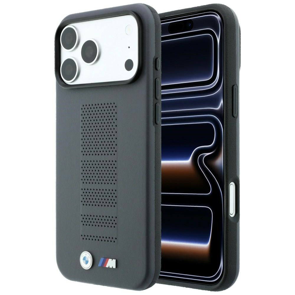 BMW M Blue Perfo Metal Logo MagSafe Case for iPhone 18 Pro Max / 17 Pro Max - Gray_0
