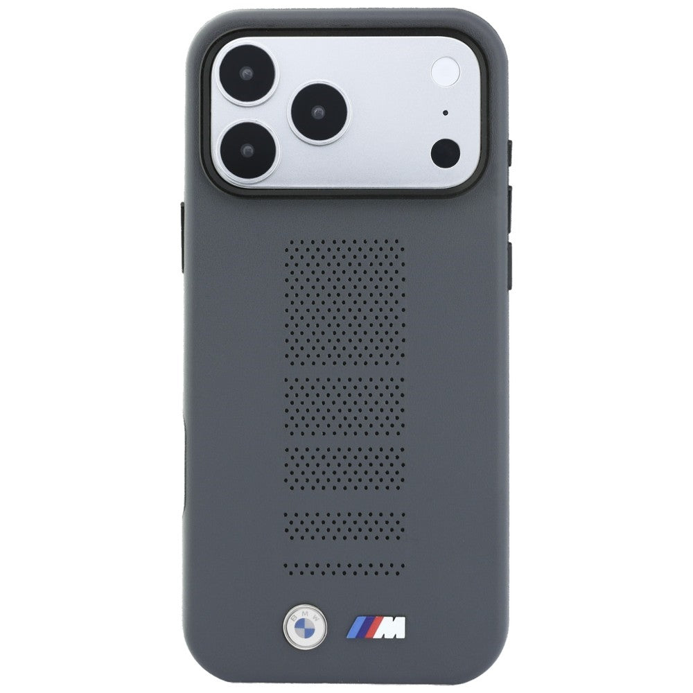 BMW M Blue Perfo Metal Logo MagSafe Case for iPhone 18 Pro Max / 17 Pro Max - Gray_2