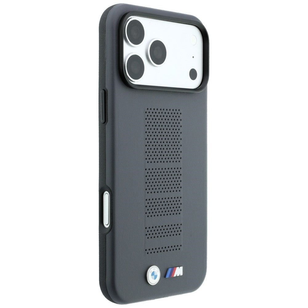 BMW M Blue Perfo Metal Logo MagSafe Case for iPhone 18 Pro Max / 17 Pro Max - Gray_3