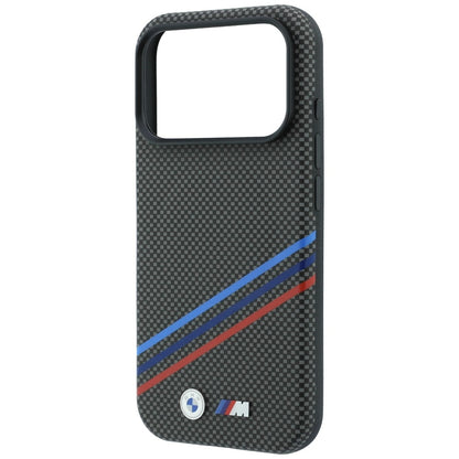 BMW M Quadrille Kevlar Print Tricolor Lines &amp; Metal Logo MagSafe Case for iPhone 18 Pro / 17 Pro - Dark Gray_5
