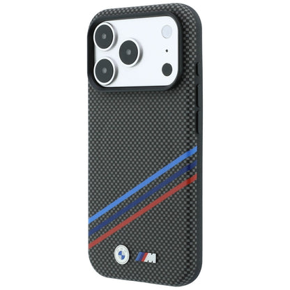 BMW M Quadrille Kevlar Print Tricolor Lines &amp; Metal Logo MagSafe Case for iPhone 18 Pro Max / 17 Pro Max - Dark Gray_1