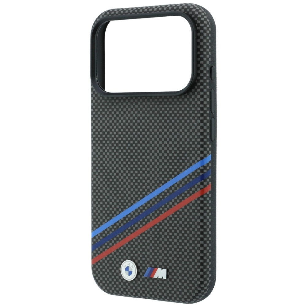 BMW M Quadrille Kevlar Print Tricolor Lines &amp; Metal Logo MagSafe Case for iPhone 18 Pro Max / 17 Pro Max - Dark Gray_5