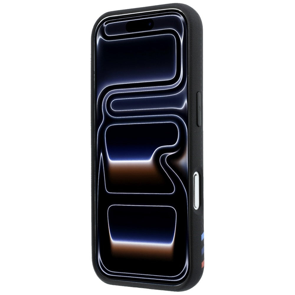 BMW M Quadrille Kevlar Print Tricolor Lines &amp; Metal Logo MagSafe Case for iPhone 18 Pro / 17 Pro - Black_4