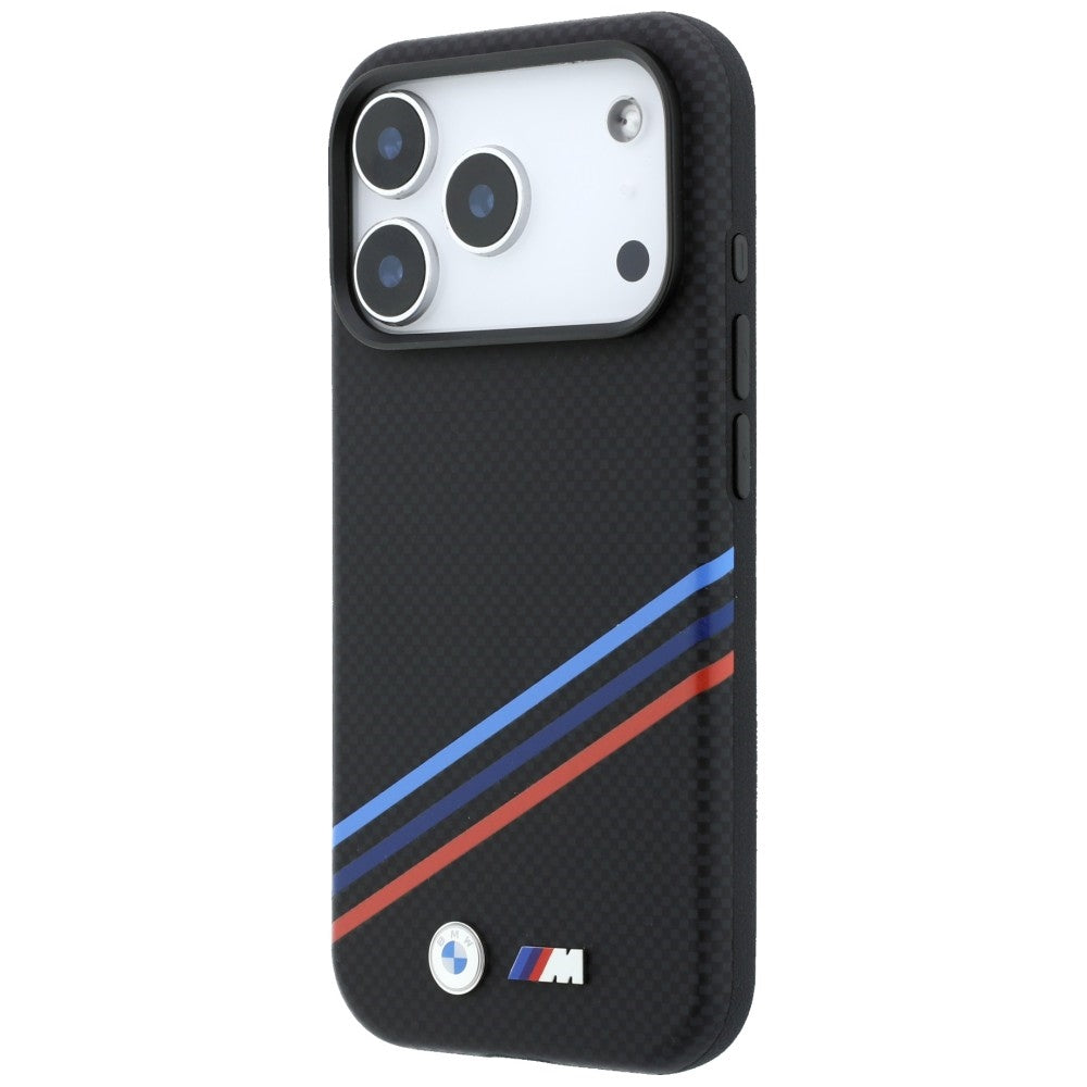 BMW M Quadrille Kevlar Print Tricolor Lines &amp; Metal Logo MagSafe Case for iPhone 18 Pro Max / 17 Pro Max - Black_1
