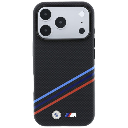 BMW M Quadrille Kevlar Print Tricolor Lines &amp; Metal Logo MagSafe Case for iPhone 18 Pro Max / 17 Pro Max - Black_2