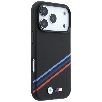 BMW M Quadrille Kevlar Print Tricolor Lines &amp; Metal Logo MagSafe Case for iPhone 18 Pro Max / 17 Pro Max - Black_3