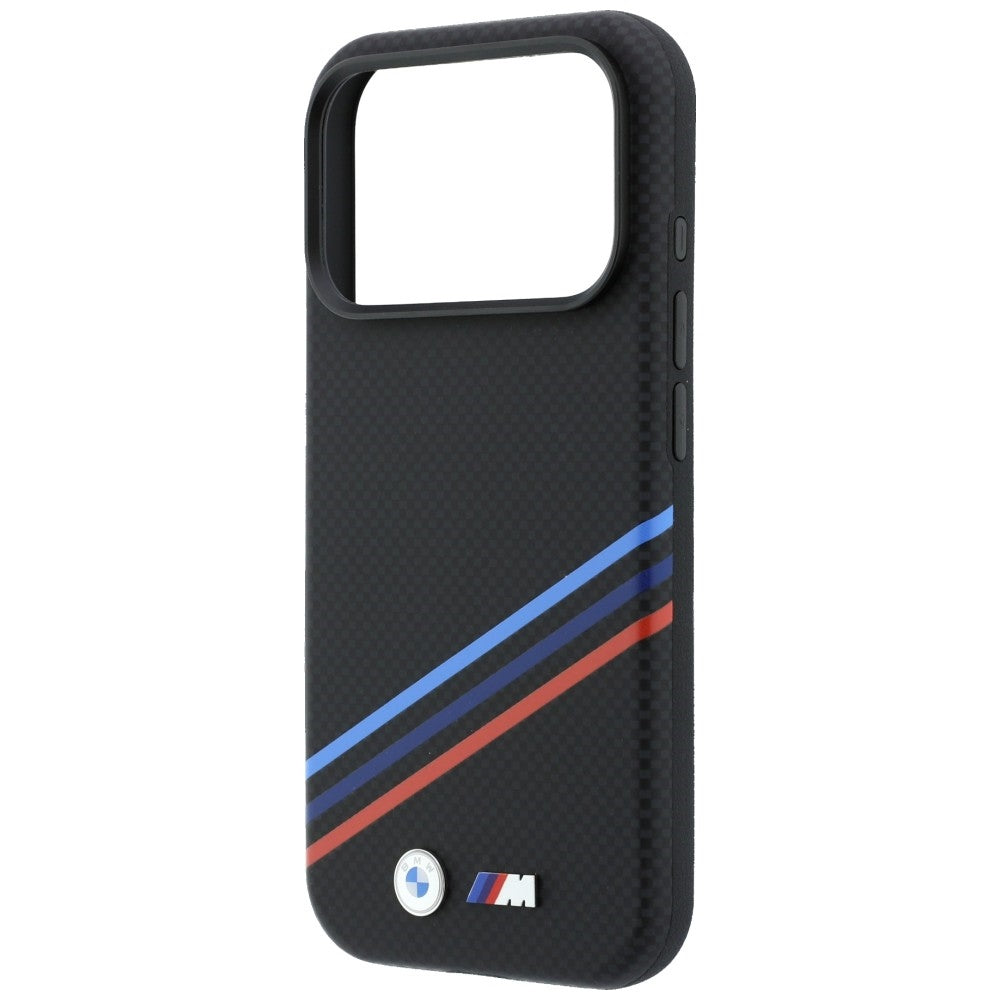 BMW M Quadrille Kevlar Print Tricolor Lines &amp; Metal Logo MagSafe Case for iPhone 18 Pro Max / 17 Pro Max - Black_5