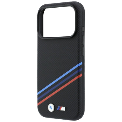 BMW M Quadrille Kevlar Print Tricolor Lines &amp; Metal Logo MagSafe Case for iPhone 18 Pro Max / 17 Pro Max - Black_5